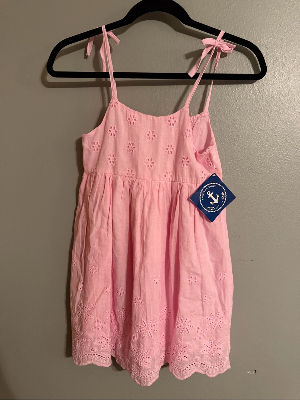 NWT Jack Tar Togs Pink Eyelet Cotton Dress Girls Size Unknown